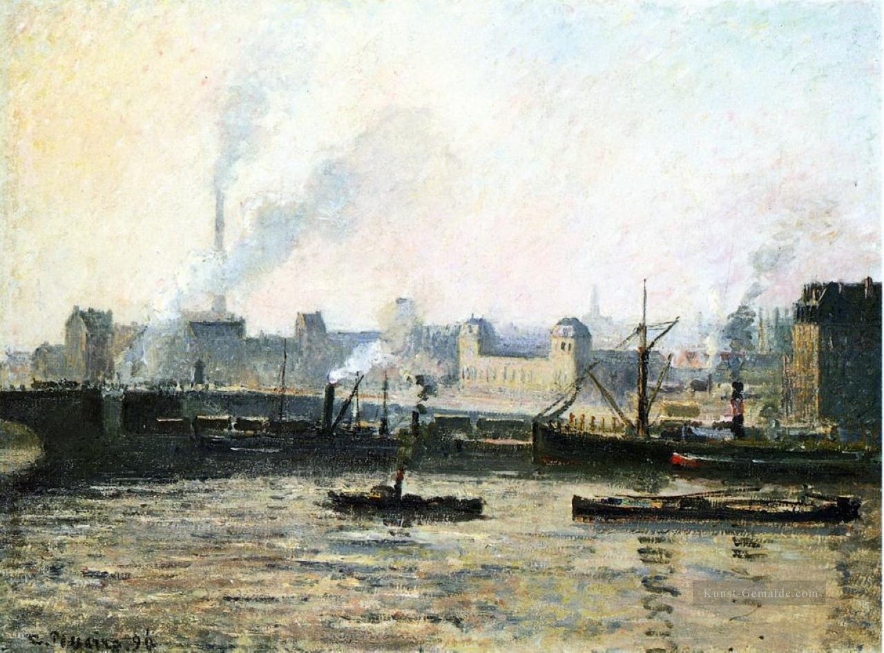 die Saint Sever Brücke bei rouen Nebel 1896 Camille Pissarro Ölgemälde